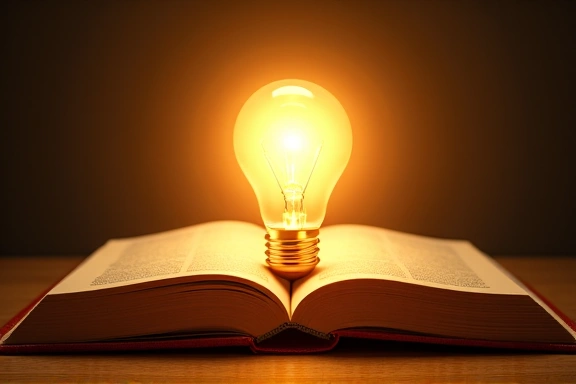 Otwarta książka i żarówka symbolizujące edukację żywieniową
